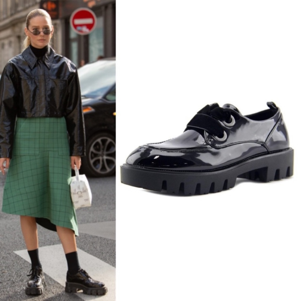 SIXTYSEVEN black patent platform sneakers size 6.5
